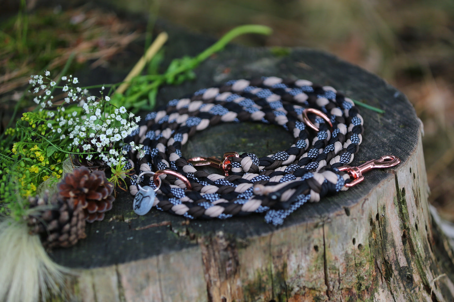 Sofortkaufleine aus Paracord (reflektierend) für mittlere Hunde von 8-25 kg / 250 cm